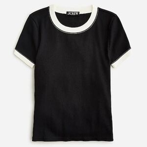 J. Crew shrunken vintage rib ringer tee, black,  small